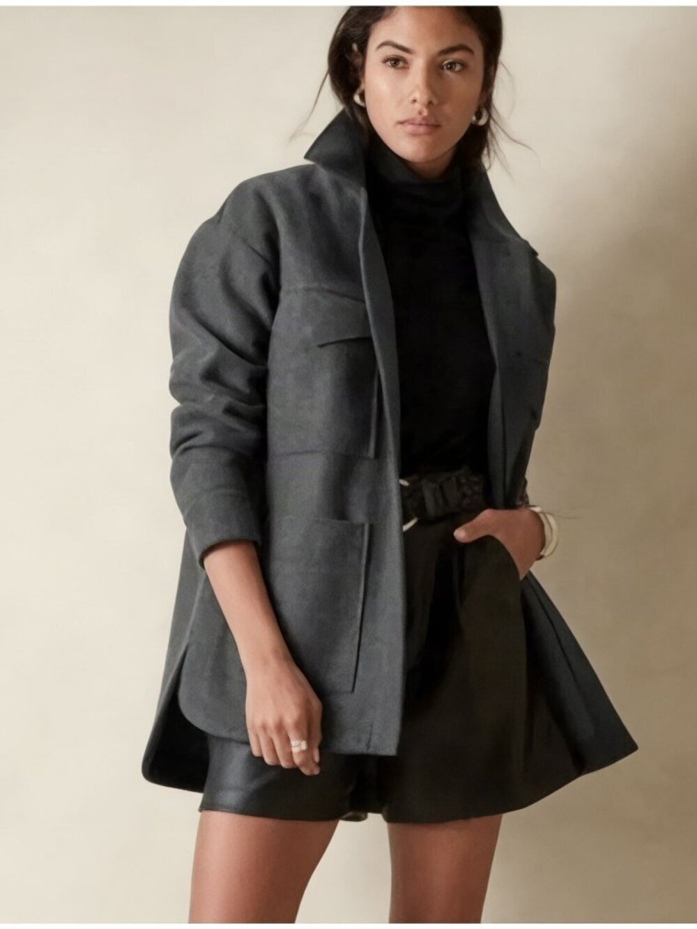 Banana Republic Gray Oversized Utility Jacket Shacket Size Small